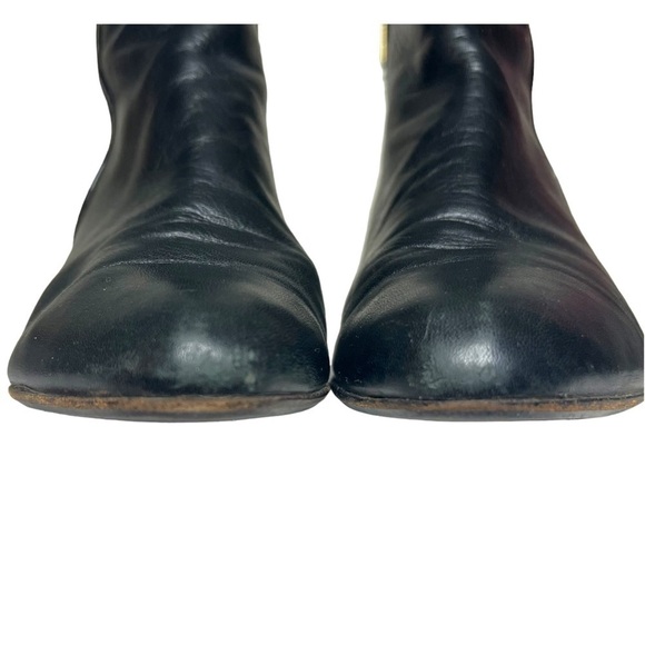 Bruno Magli Leather Wedge Ankle Booties Black with Patent Leather Trim Size EU37 - Picture 10 of 14